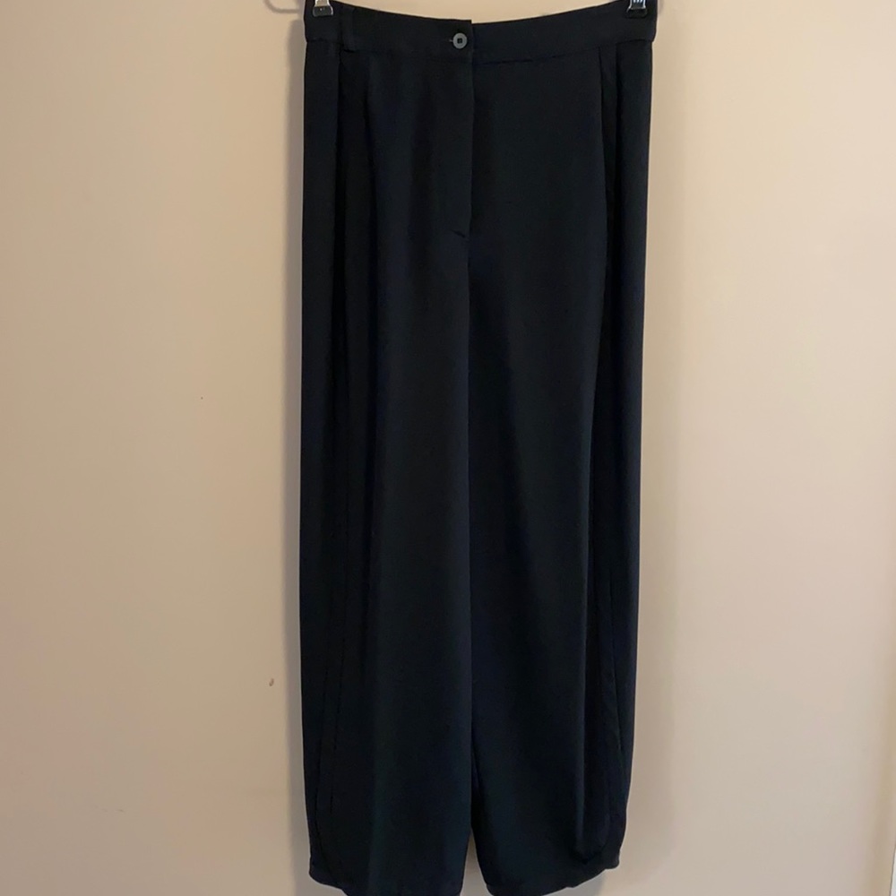 Giorgio Armani Le Collezioni black silk tuxedo pants. GORGEOUS